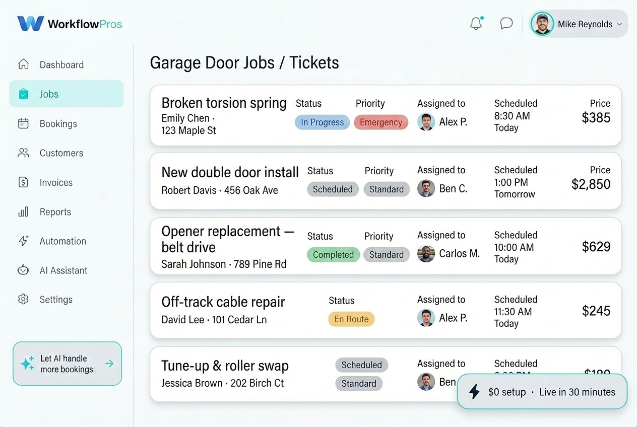 Field Service CRM Software for Garage Door Contractors