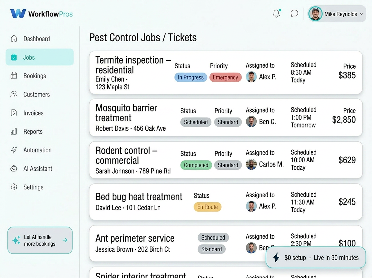 Field Service CRM Software for Pest Control Contractors