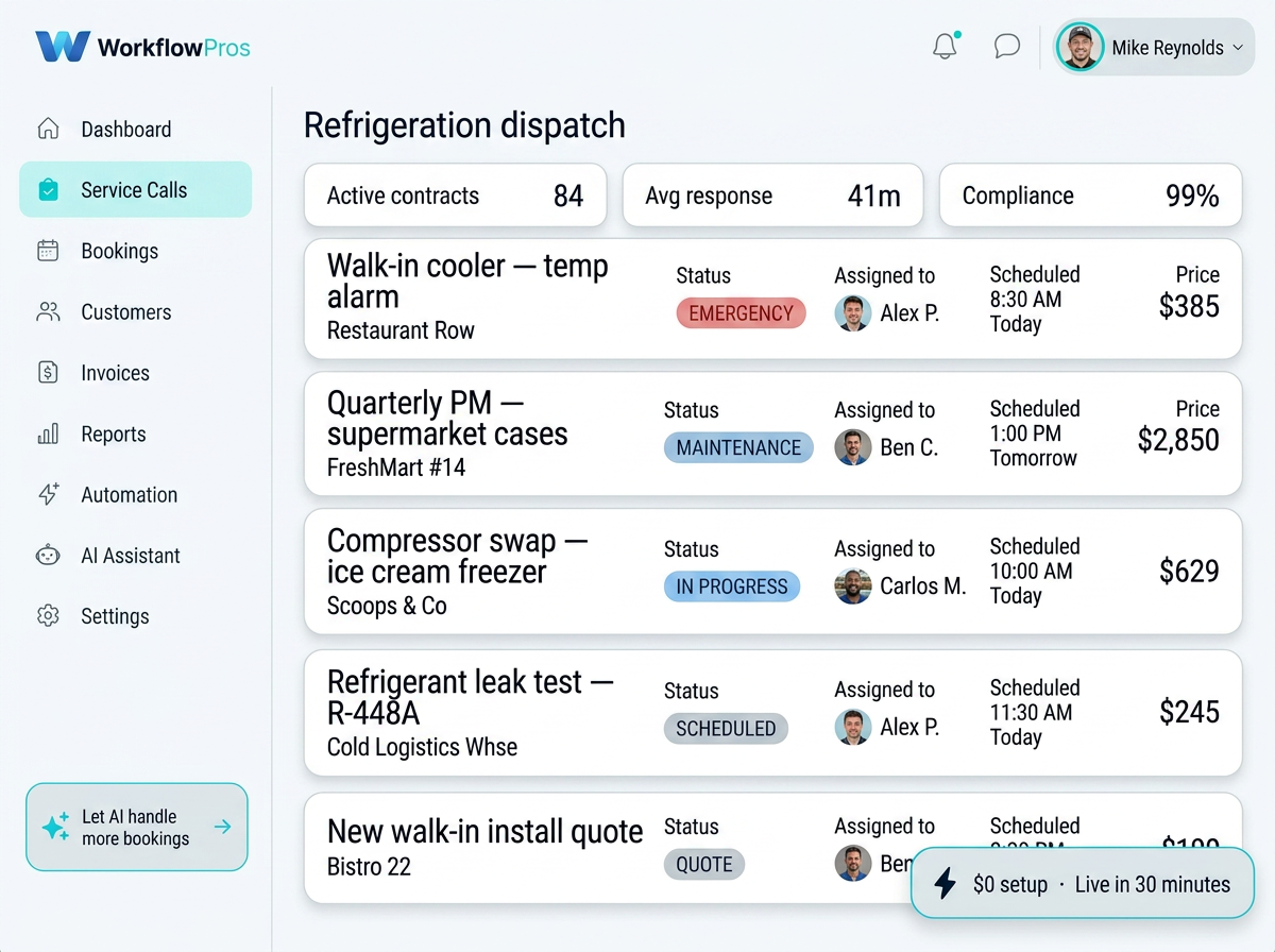 Field Service CRM Software for Refrigeration Contractors