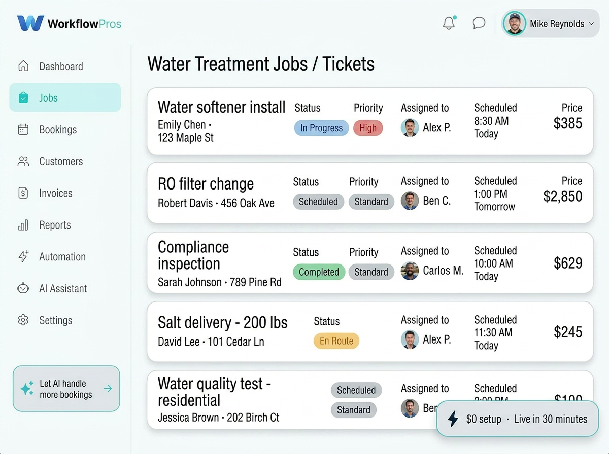 Field Service CRM Software for Water Treatment Contractors